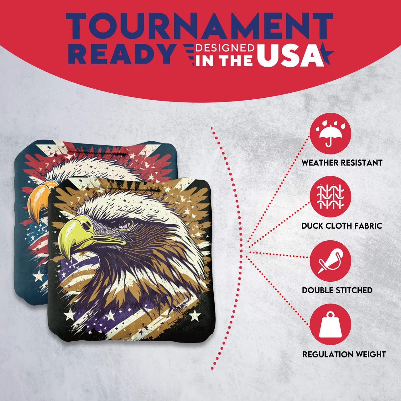Red Gold Eagle Professional Cornhole Bags - Set Of 8 7 Red Gold Eagle Professional Cornhole Bags - Set Of 8 - Image 5