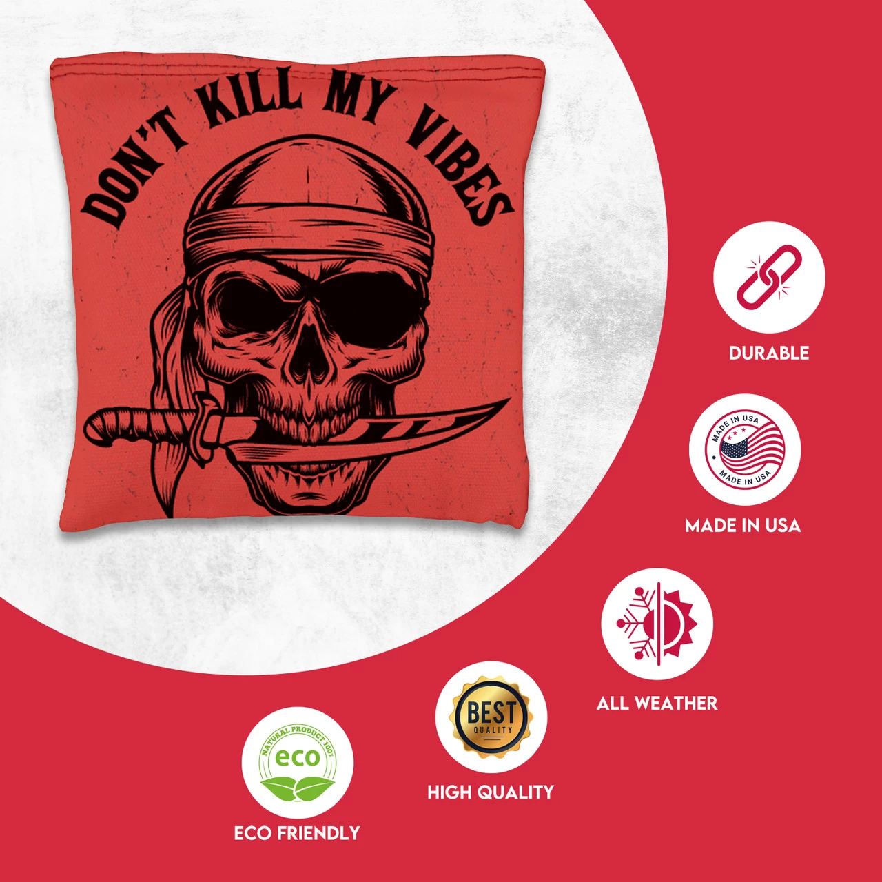 Don't Kill My Vibes Tournament Cornhole Bags - Set Of 8 4 Don't Kill My Vibes Tournament Cornhole Bags - Set Of 8 - Image 2