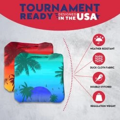 Red Blue Palm Sky Professional Cornhole Bags - Set Of 8 12 Red Blue Palm Sky Professional Cornhole Bags - Set Of 8 -Pro Cornhole Shop 4 90722.1708185480