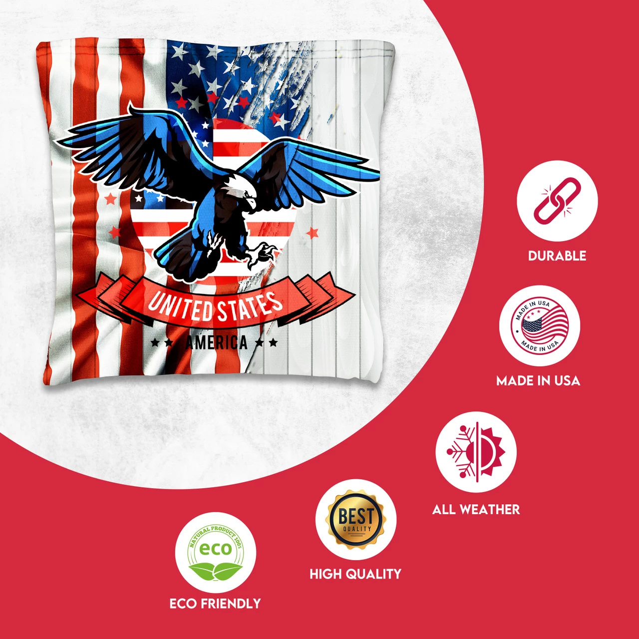 USA Eagle Flag Tournament Cornhole Bags - Set Of 8 4 USA Eagle Flag Tournament Cornhole Bags - Set Of 8 - Image 2