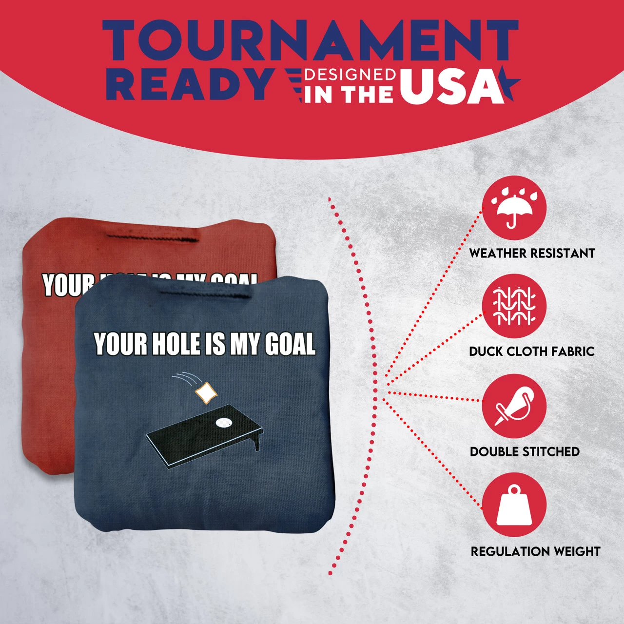 Your Hole Is My Goal Professional Cornhole Bags - Set Of 8 7 Your Hole Is My Goal Professional Cornhole Bags - Set Of 8 - Image 5