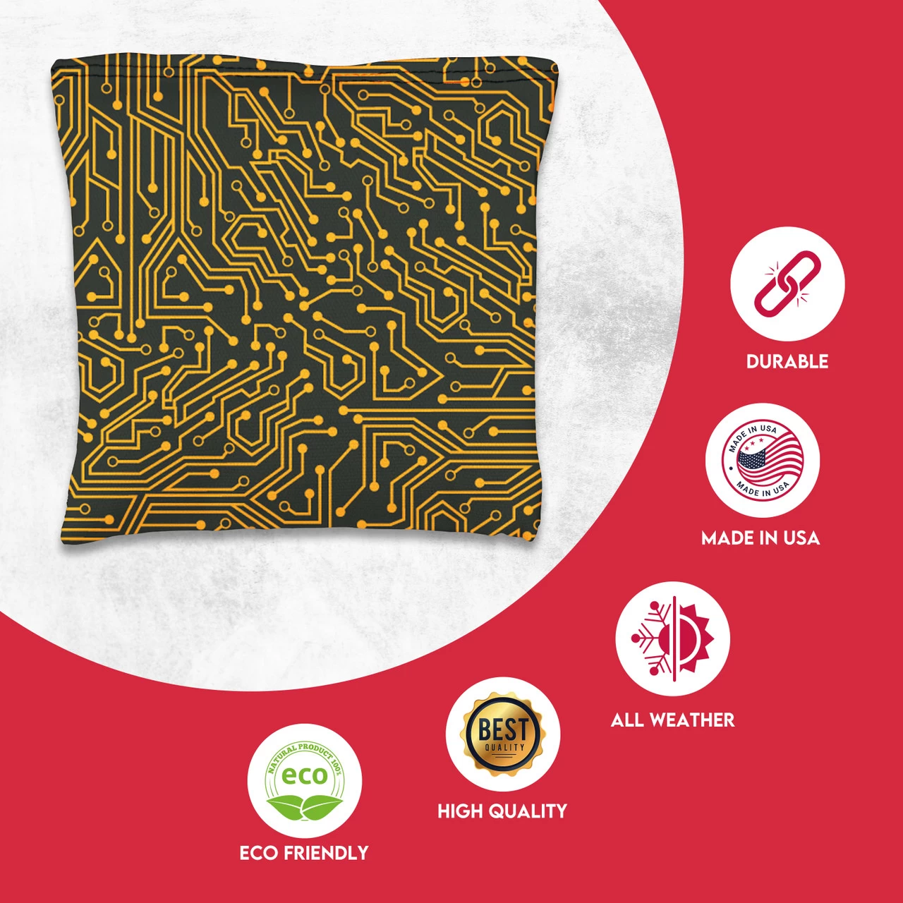 Green Orange Tech Tournament Cornhole Bags - Set Of 8 4 Green Orange Tech Tournament Cornhole Bags - Set Of 8 - Image 2