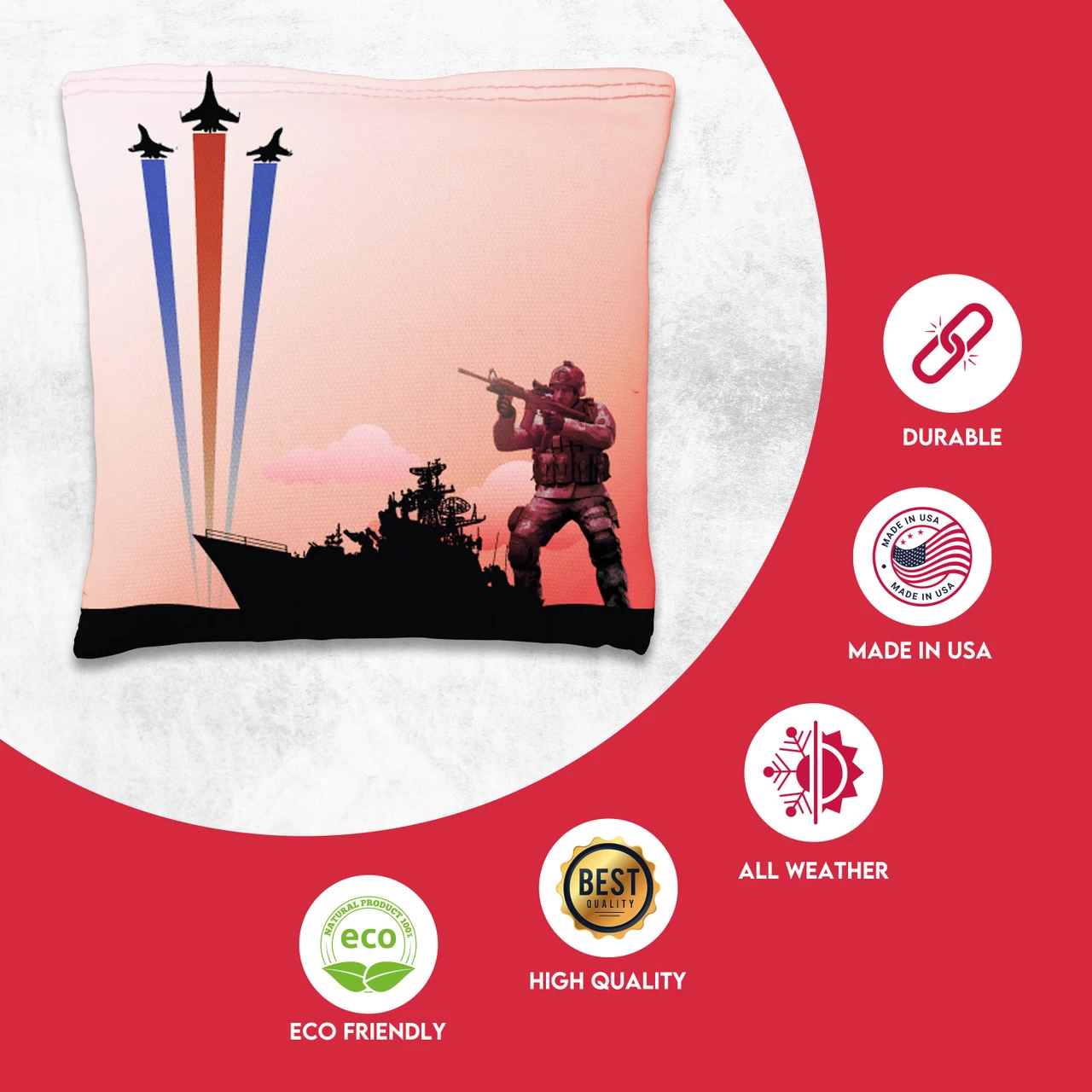 Battleship Soldier Tournament Cornhole Bags - Set Of 8 4 Battleship Soldier Tournament Cornhole Bags - Set Of 8 - Image 2