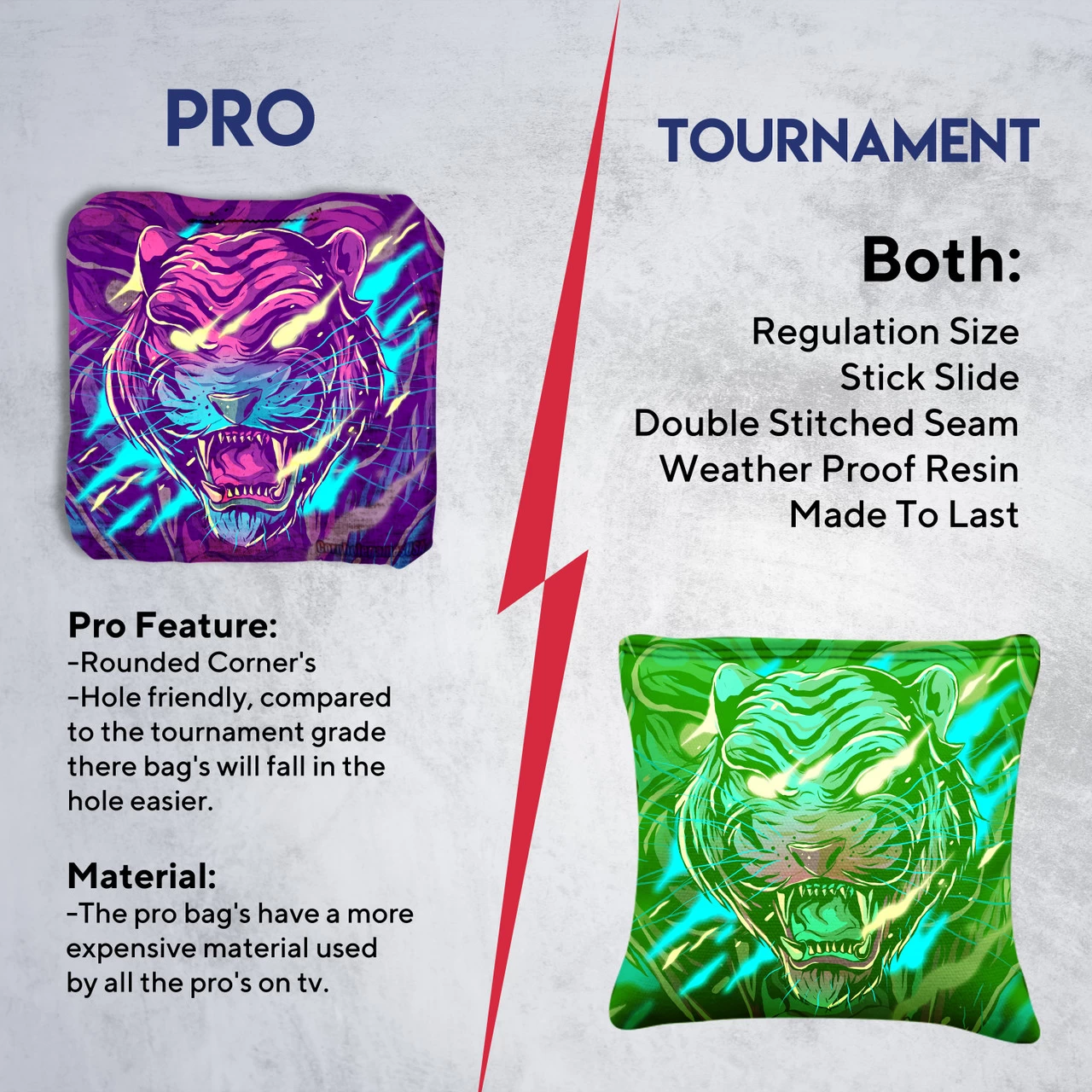 Purple Green Tiger Tournament Cornhole Bags - Set Of 8 8 Purple Green Tiger Tournament Cornhole Bags - Set Of 8 - Image 6