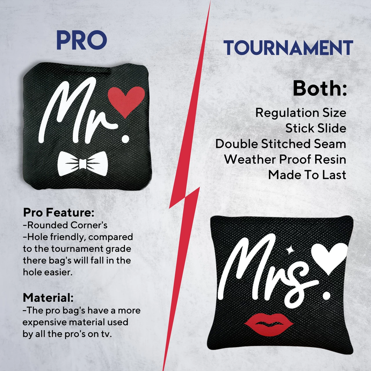 Mr. And Mrs. Professional Cornhole Bags - Set Of 8 8 Mr. And Mrs. Professional Cornhole Bags - Set Of 8 - Image 6