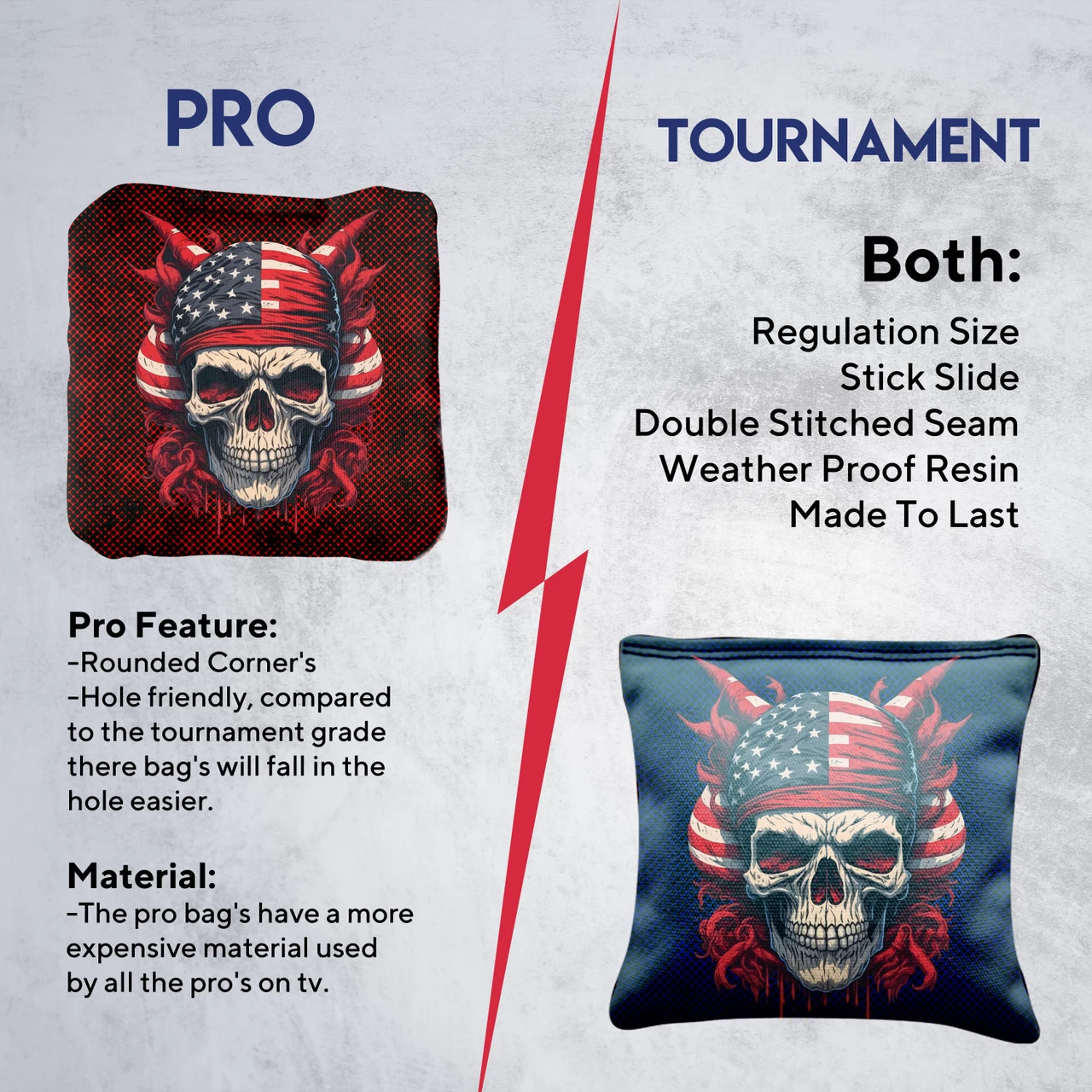 Skull Red Blue Professional Cornhole Bags - Set Of 8 8 Skull Red Blue Professional Cornhole Bags - Set Of 8 - Image 6