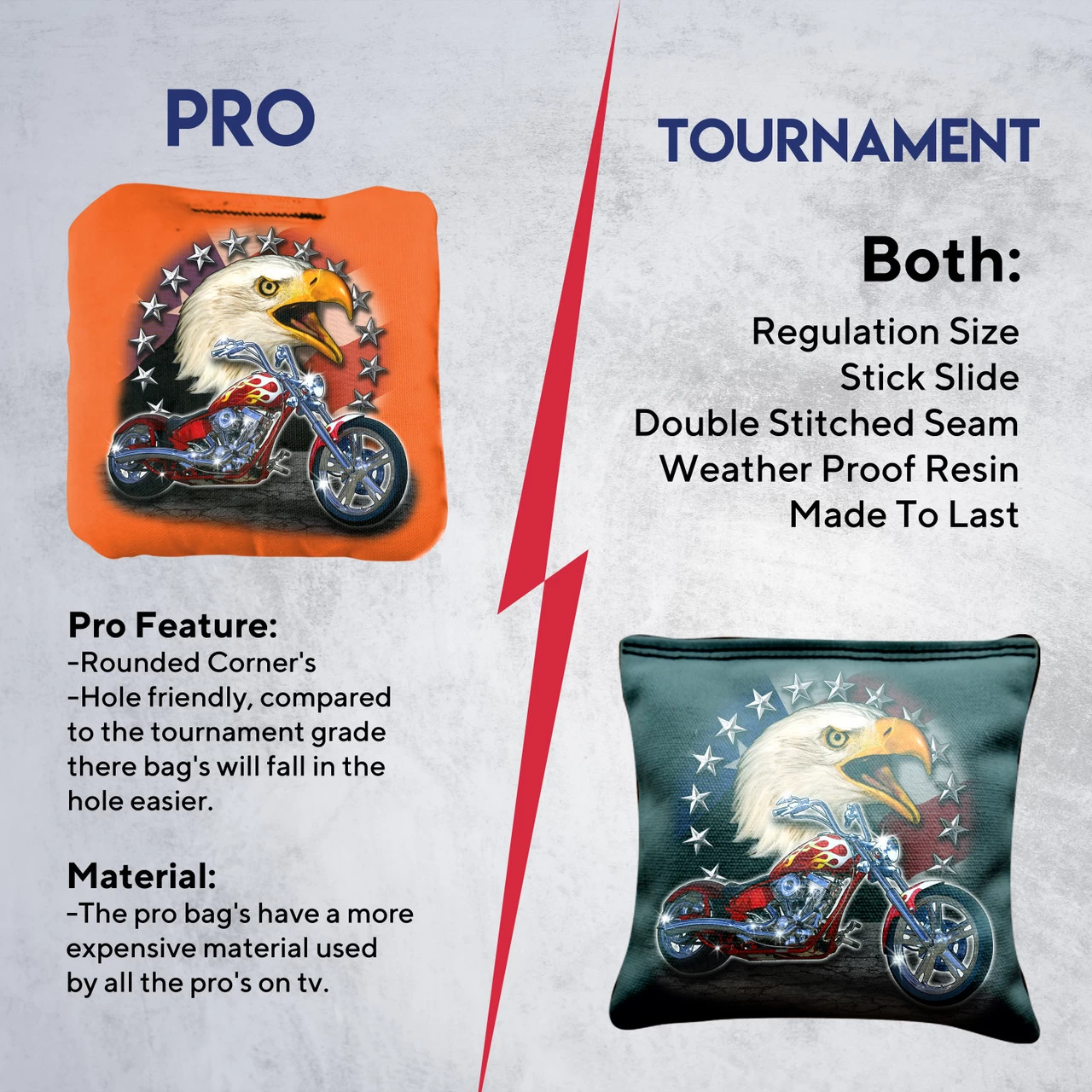 Motorcycle Bald Eagle Professional Cornhole Bags - Set Of 8 8 Motorcycle Bald Eagle Professional Cornhole Bags - Set Of 8 - Image 6