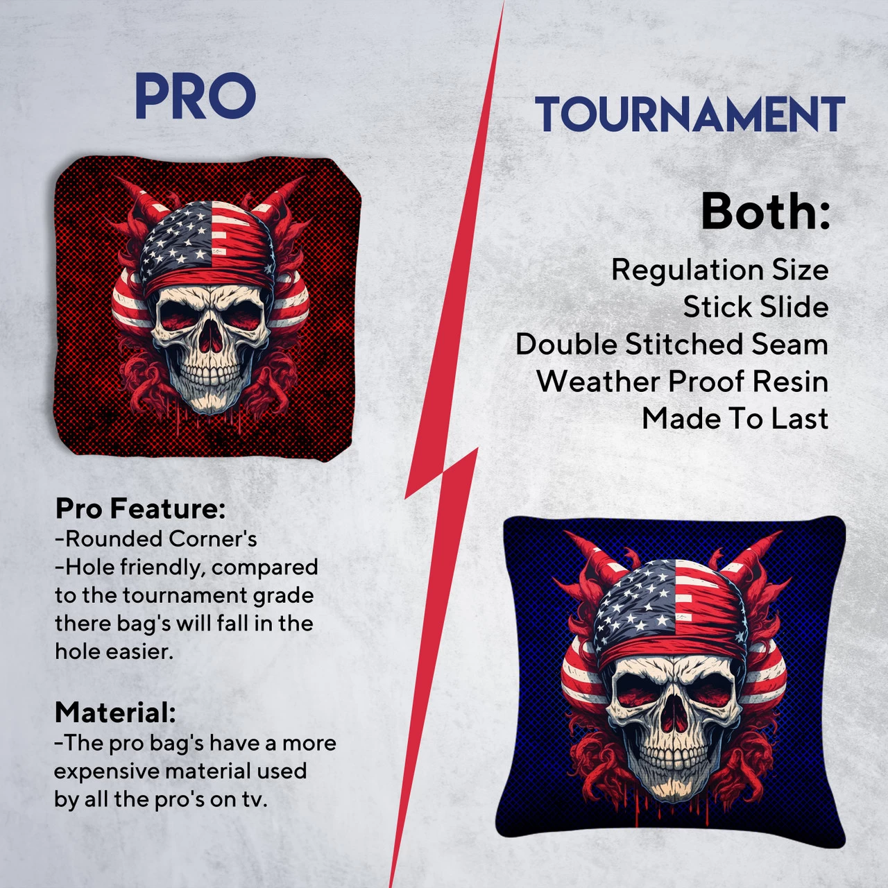Skull Red Blue Tournament Cornhole Bags - Set Of 8 8 Skull Red Blue Tournament Cornhole Bags - Set Of 8 - Image 6