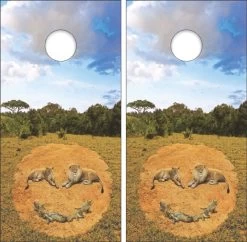 A Lion's Happiness Cornhole Wraps - Set Of 2