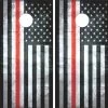 Thin Red Line Flag Cornhole Wraps - Set Of 2 1 Thin Red Line Flag Cornhole Wraps - Set Of 2 -Pro Cornhole Shop American Flag Black and White Firefighter 60687.1493408176