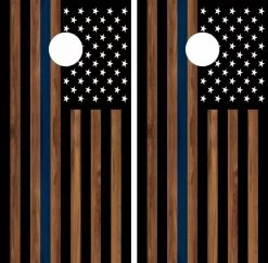 American Flag Blue Line Cornhole Wraps - Set Of 2