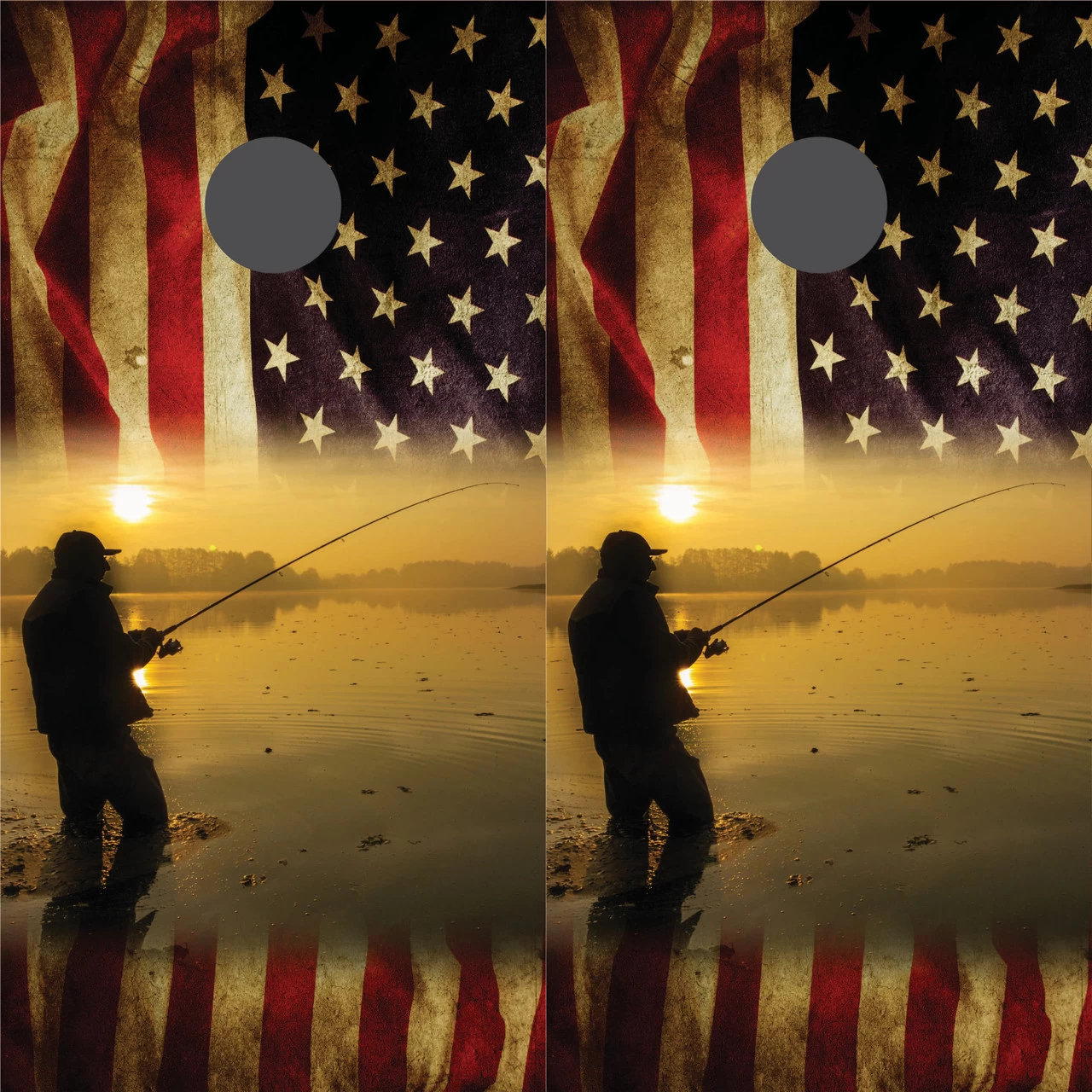 American Flag Fishing Cornhole Set With Bags 4 American Flag Fishing Cornhole Set With Bags - Image 2