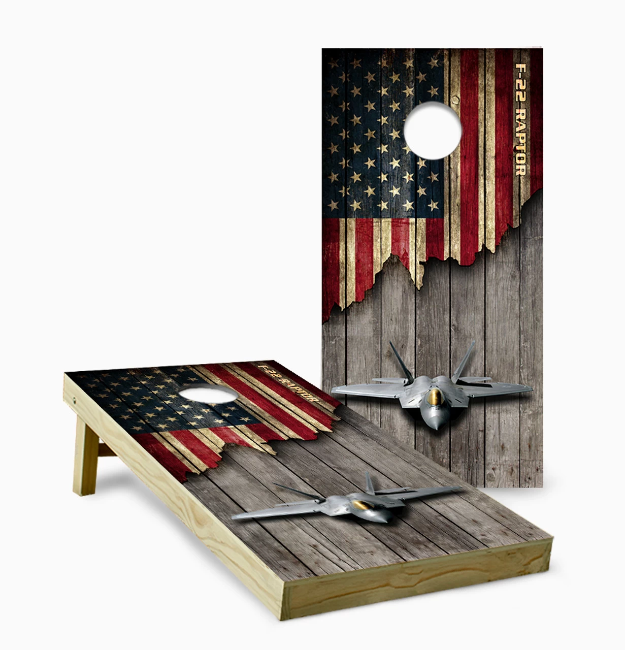 Lockheed Martin F-22 Raptor Cornhole Set With Bags 3 Lockheed Martin F-22 Raptor Cornhole Set With Bags