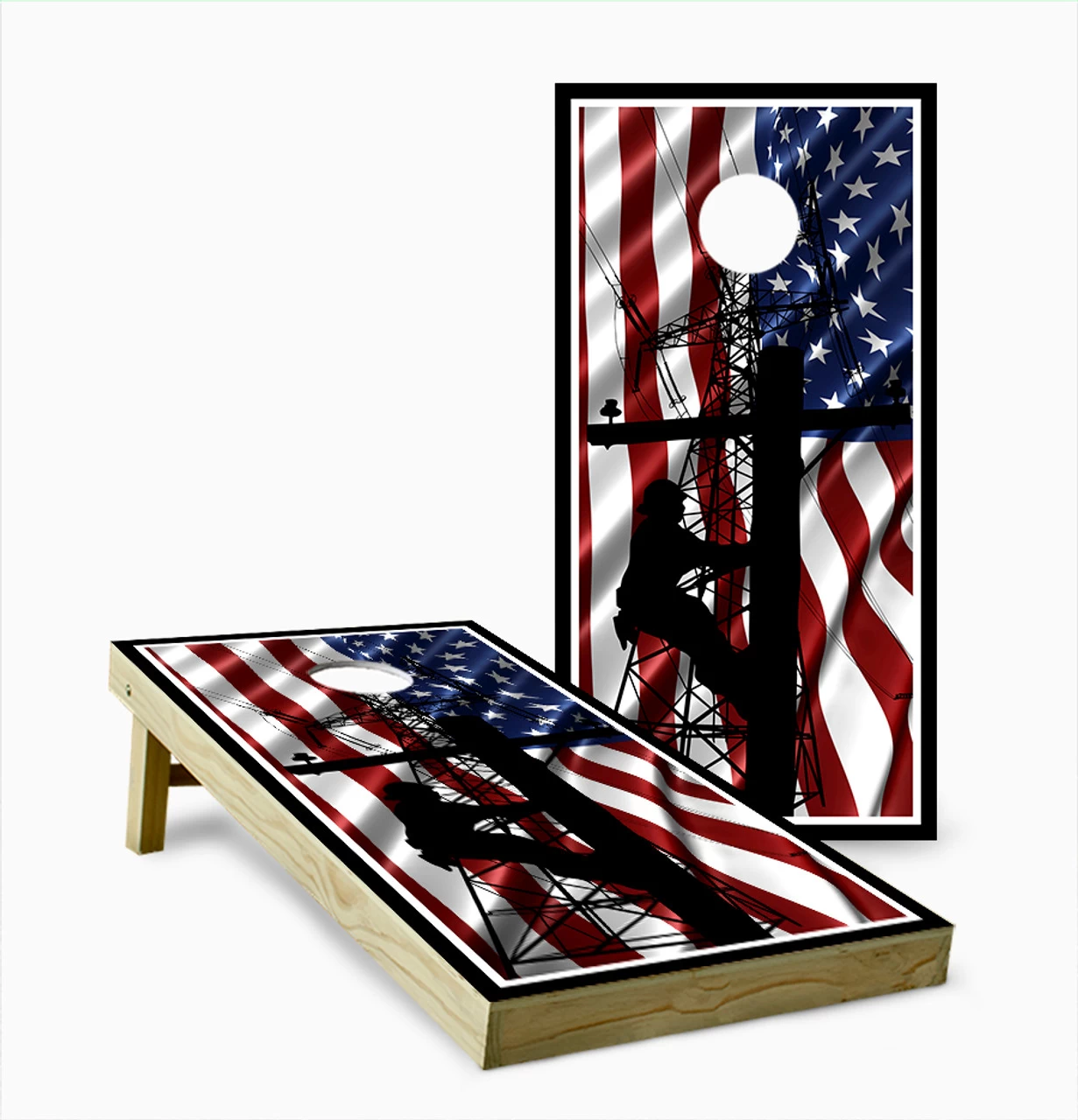 Electrical Lineman Cornhole Set With Bags 3 Electrical Lineman Cornhole Set With Bags