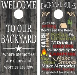Backyard Rules Cornhole Wraps - Set Of 2
