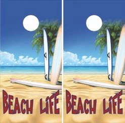 Beach Life Surf Cornhole Wraps - Set Of 2