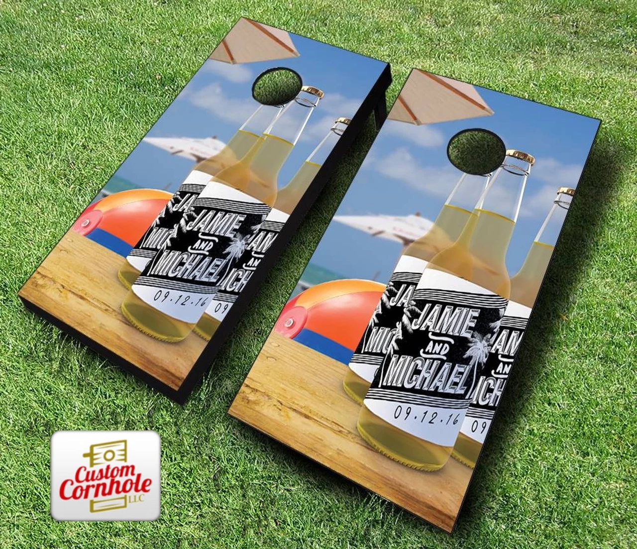 Beach Wedding Brew Cornhole Set With Bags 5 Beach Wedding Brew Cornhole Set With Bags - Image 3