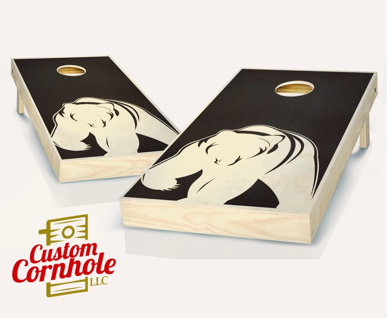 Bear Stained Cornhole Set With Bags 3 Bear Stained Cornhole Set With Bags