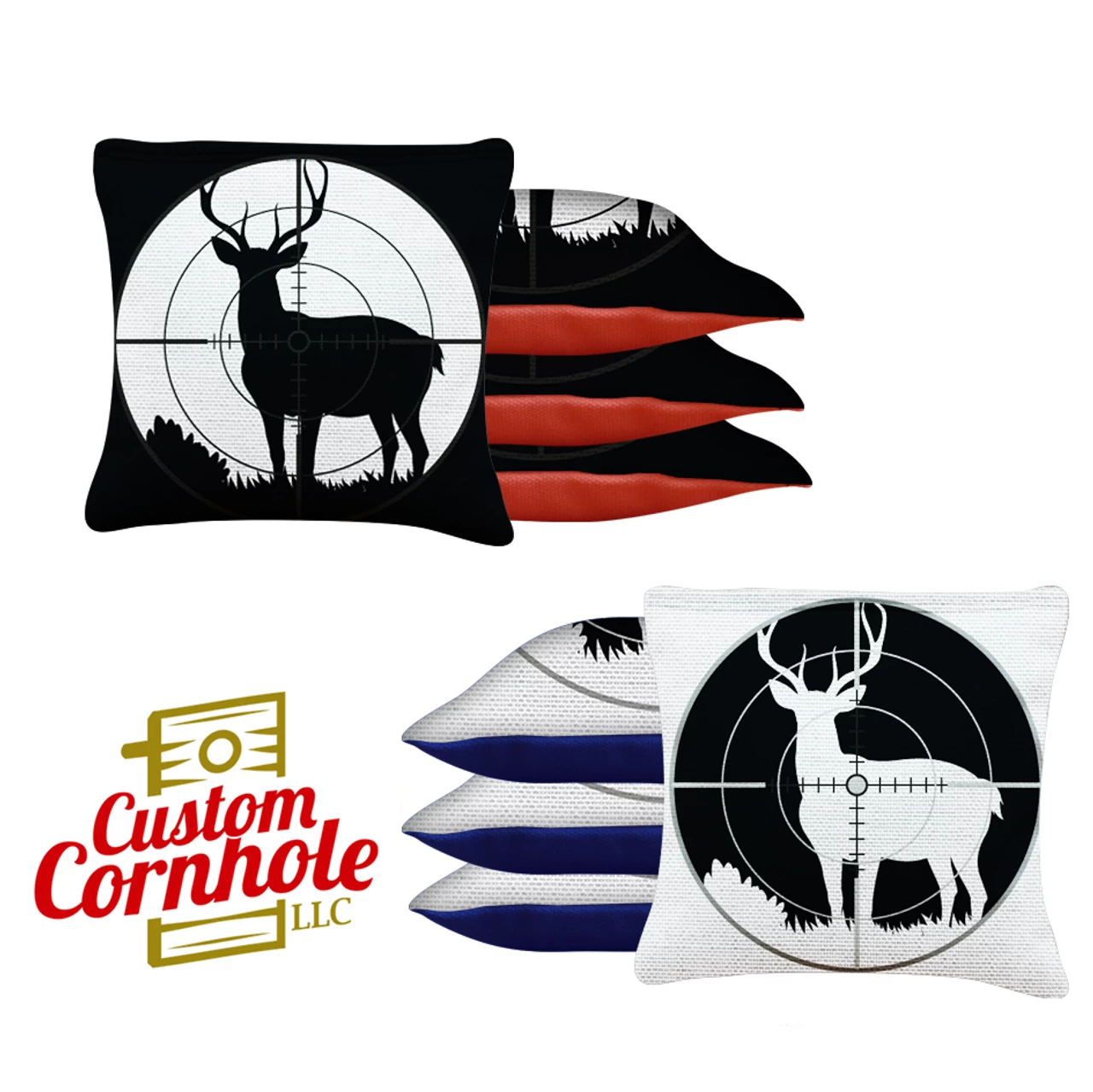 Black White Deer In Scope Tournament Cornhole Bags - Set Of 8 3 Black White Deer In Scope Tournament Cornhole Bags - Set Of 8