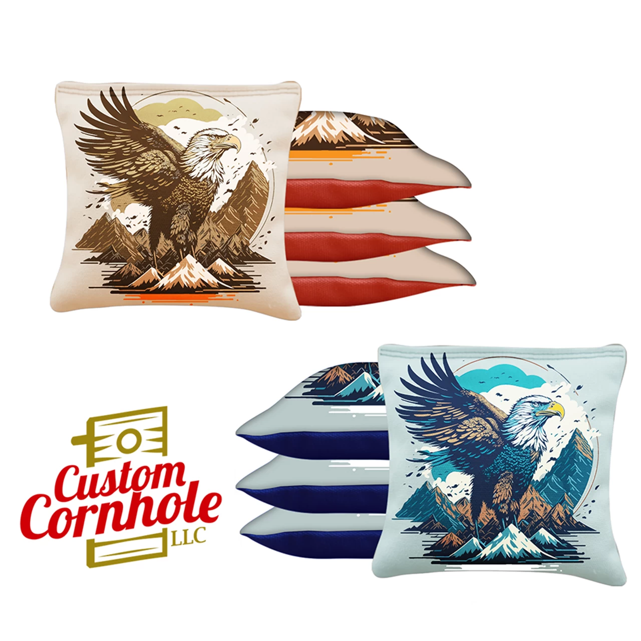 Blue Gold Eagle Tournament Cornhole Bags - Set Of 8 3 Blue Gold Eagle Tournament Cornhole Bags - Set Of 8