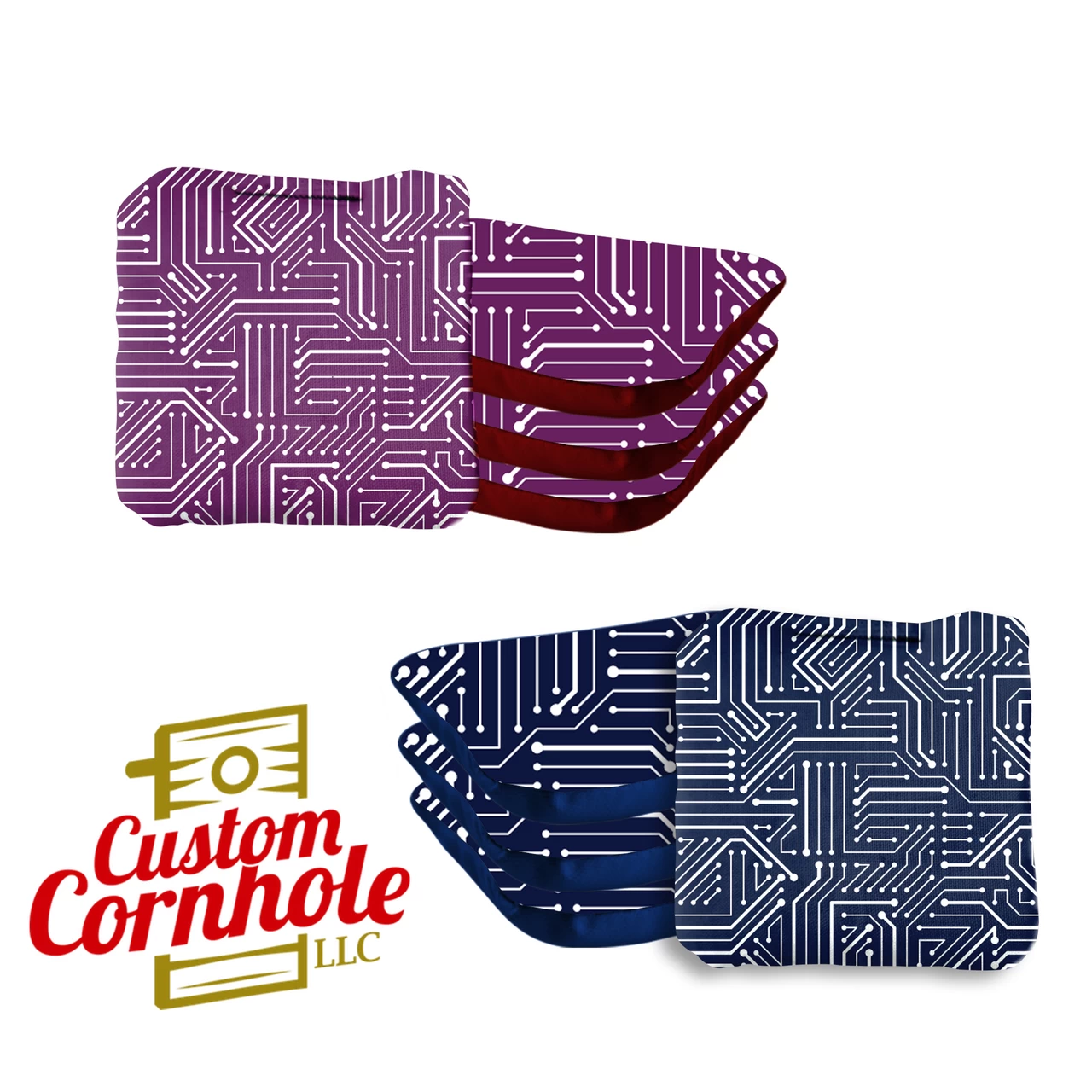 Blue Purple Tech Professional Cornhole Bags - Set Of 8 3 Blue Purple Tech Professional Cornhole Bags - Set Of 8