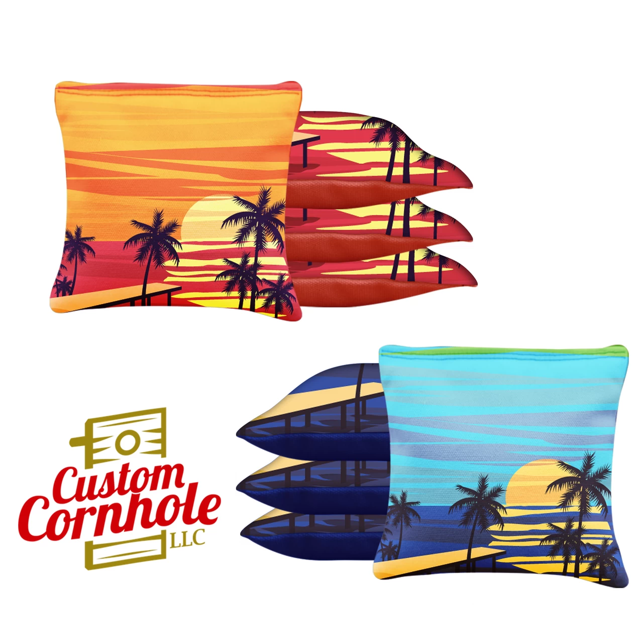 Blue Red Beach Tournament Cornhole Bags - Set Of 8 3 Blue Red Beach Tournament Cornhole Bags - Set Of 8