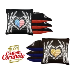 Bone Hand Heart Flag Tournament Cornhole Bags - Set Of 8