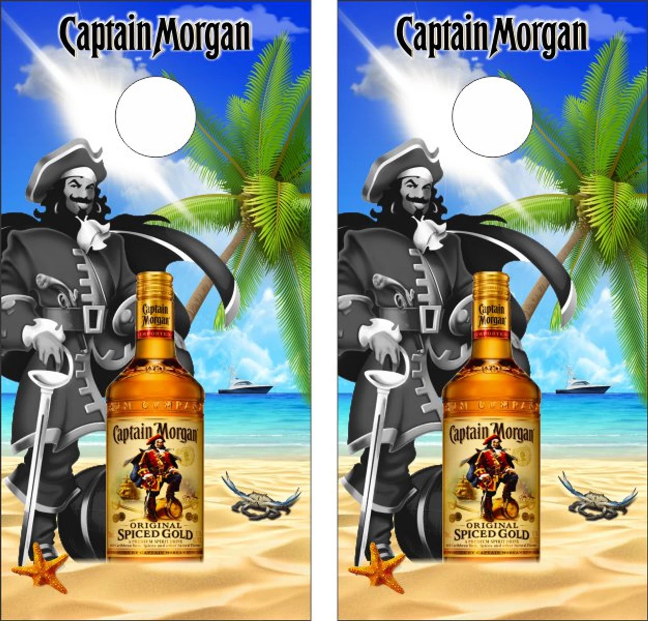 Captain Morgan Spiced Rum Cornhole Wraps - Set Of 2 3 Captain Morgan Spiced Rum Cornhole Wraps - Set Of 2
