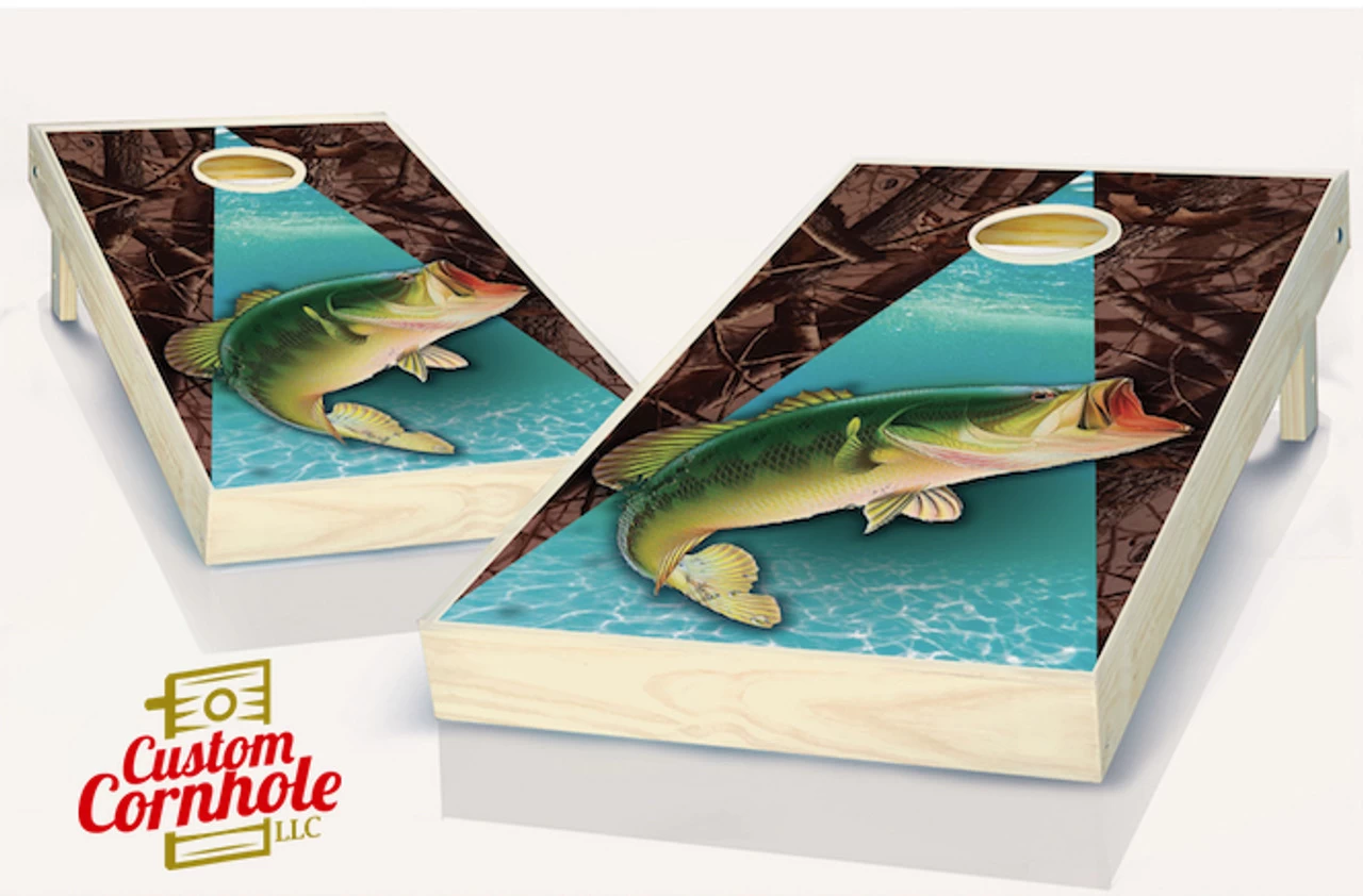 Bass Fishing Cornhole Set With Bags 3 Bass Fishing Cornhole Set With Bags
