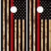 American Flag Burnt Wood Red Stripe Version 2 Cornhole Wraps - Set Of 2