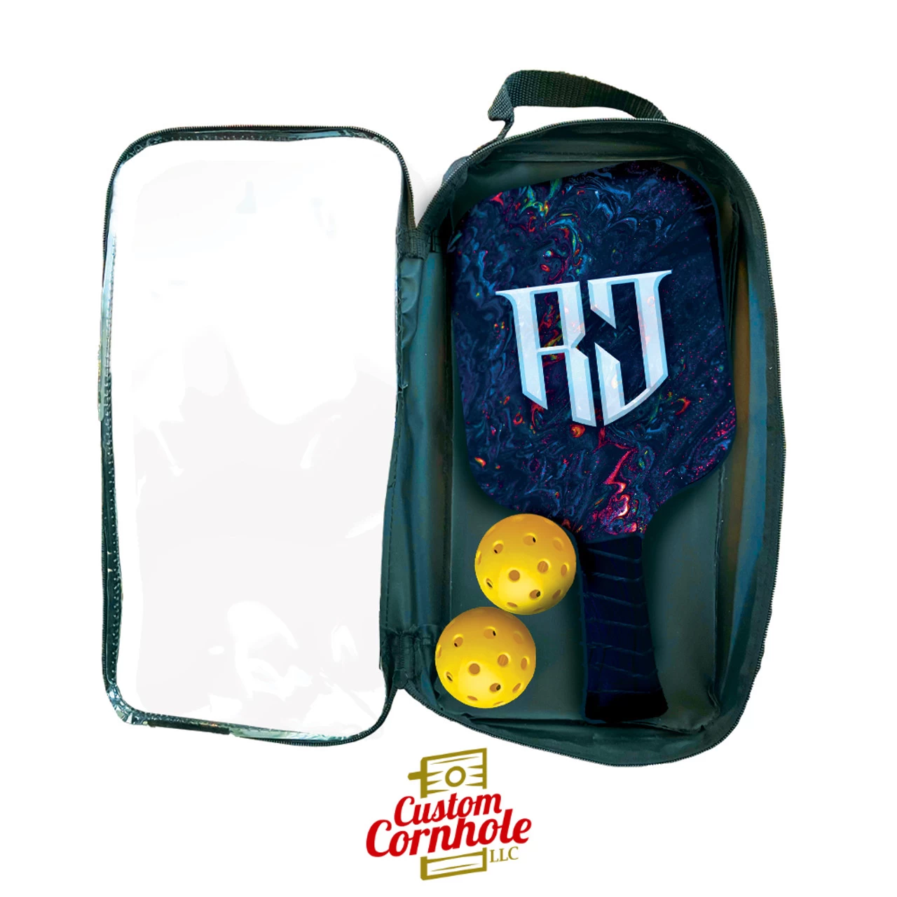 Custom Two Letter Gothic Monogram Pickleball Paddle Set 4 Custom Two Letter Gothic Monogram Pickleball Paddle Set - Image 2