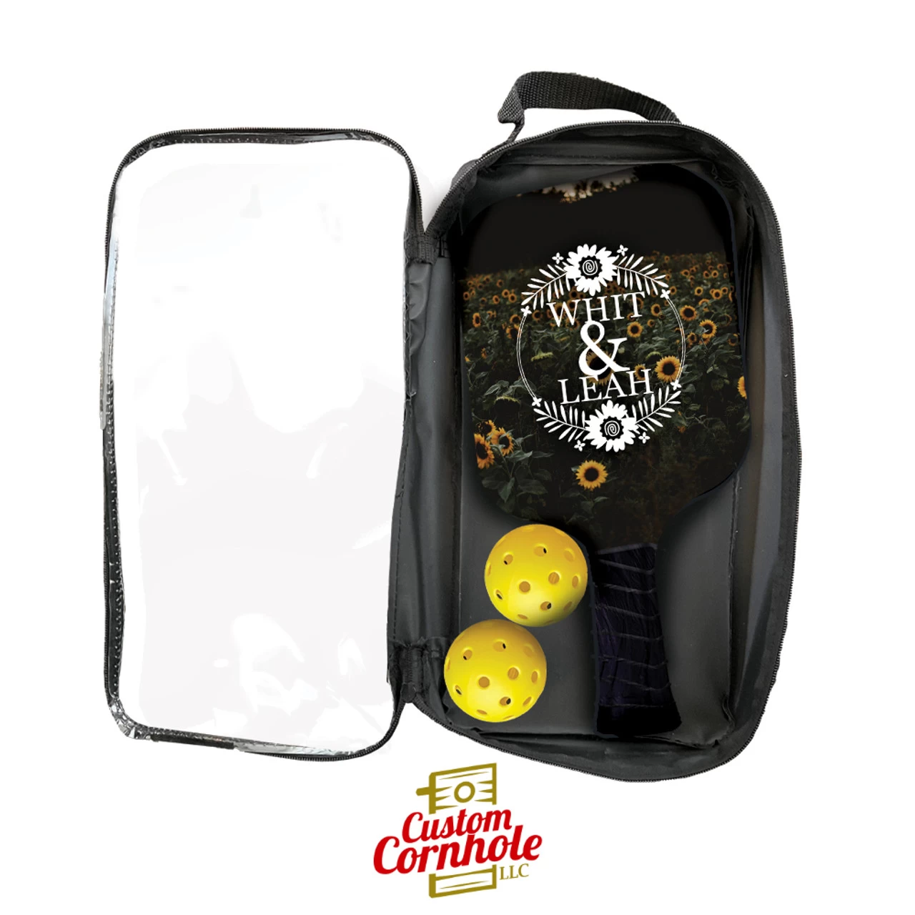 Custom Circle Flower Bride And Groom Pickleball Paddle Set 4 Custom Circle Flower Bride And Groom Pickleball Paddle Set - Image 2