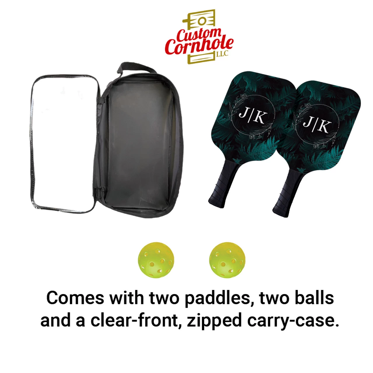 Custom Foliage Circle Monogram Pickleball Paddle Set 5 Custom Foliage Circle Monogram Pickleball Paddle Set - Image 3