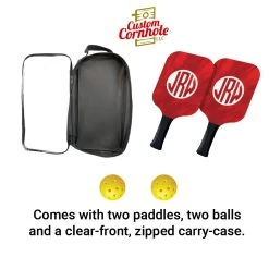 Custom Three Letter Monogram Red Pickleball Paddle Set -Pro Cornhole Shop Custom Cornhole LLC Pickleball 3 87038.1707877573