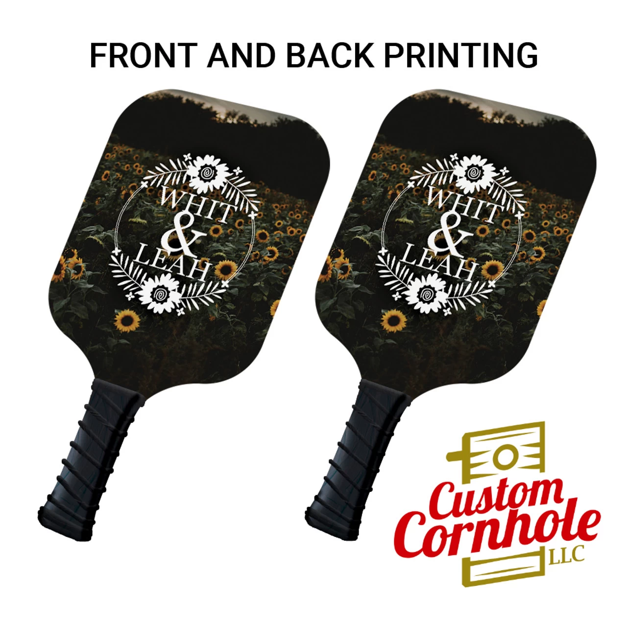 Custom Circle Flower Bride And Groom Pickleball Paddle Set 3 Custom Circle Flower Bride And Groom Pickleball Paddle Set