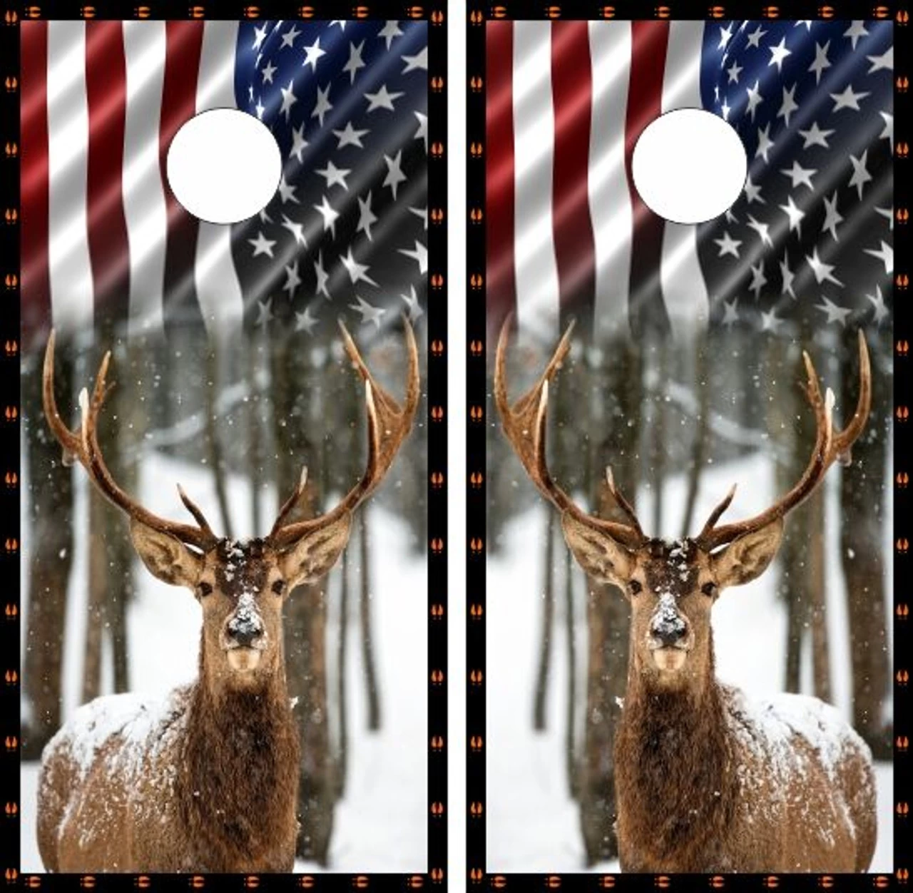 Deer In Snow Cornhole Wraps - Set Of 2 3 Deer In Snow Cornhole Wraps - Set Of 2