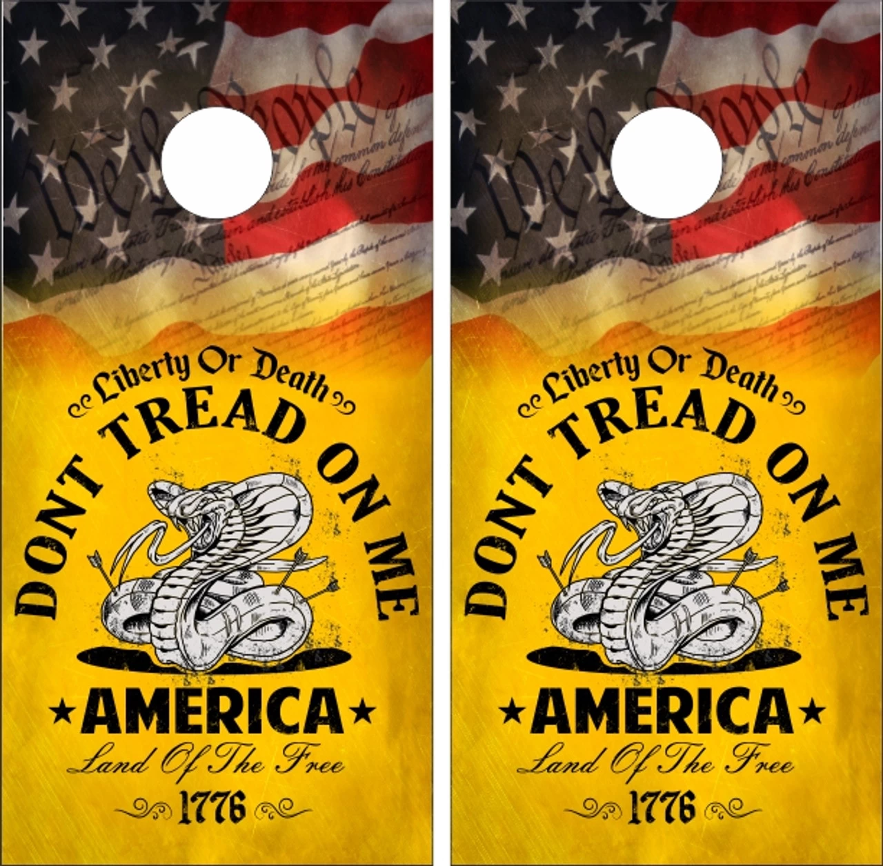 Don't Tread On Me Version 3 Cornhole Set With Bags 4 Don't Tread On Me Version 3 Cornhole Set With Bags - Image 2