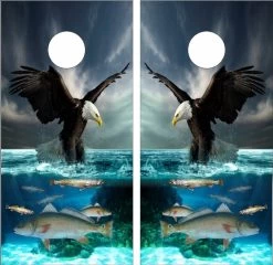 Eagle And Fish Cornhole Wraps - Set Of 2