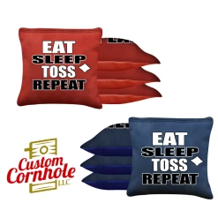 Eat Sleep Toss Repeat Tournament Cornhole Bags - Set Of 8