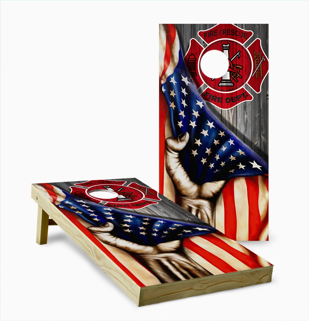 Fire Department Hand Pull Cornhole Set With Bags 3 Fire Department Hand Pull Cornhole Set With Bags
