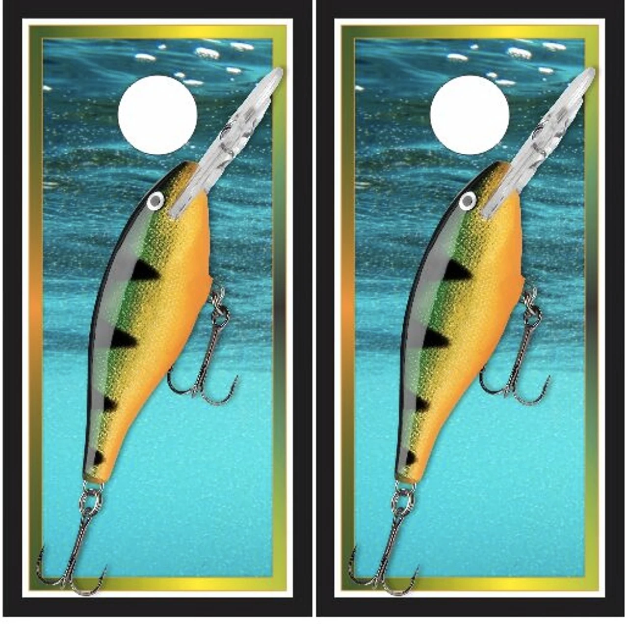 Fishing Lure Cornhole Wraps - Set Of 2 3 Fishing Lure Cornhole Wraps - Set Of 2