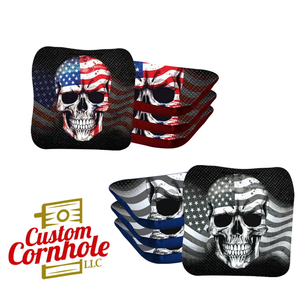Flag Skull Professional Cornhole Bags - Set Of 8 3 Flag Skull Professional Cornhole Bags - Set Of 8