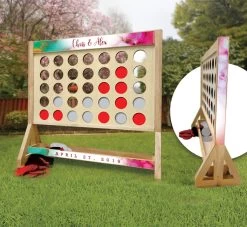 Watercolor Wedding Personalized Giant Connect Four Game