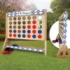 Personalized Family Blue Trendy Triangles Giant Connect Four Game -Pro Cornhole Shop Giant Connect Four Game 62500.1610487861