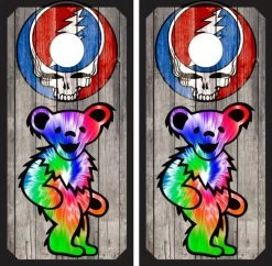 Grateful Dead Version 4 Cornhole Set With Bags -Pro Cornhole Shop Grateful Dead Bear Wood 2 35388 72087.1689359305
