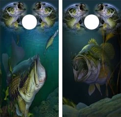 Largemouth Bass Collage Cornhole Wraps - Set Of 2
