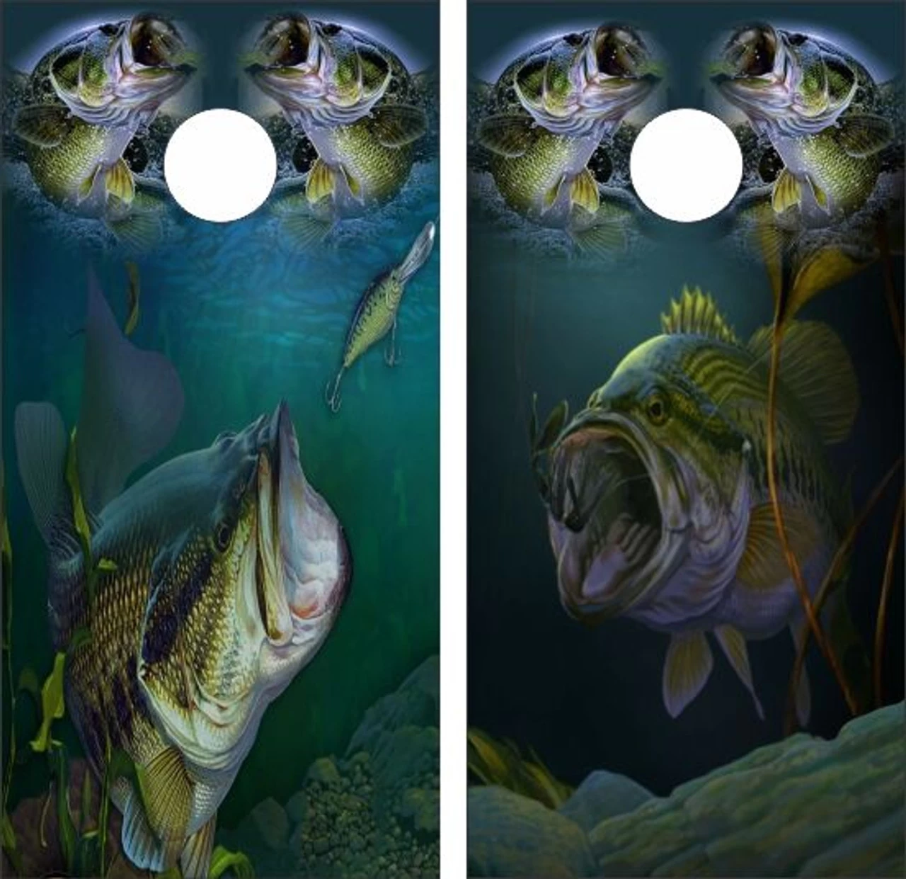 Largemouth Bass Collage Cornhole Wraps - Set Of 2 3 Largemouth Bass Collage Cornhole Wraps - Set Of 2