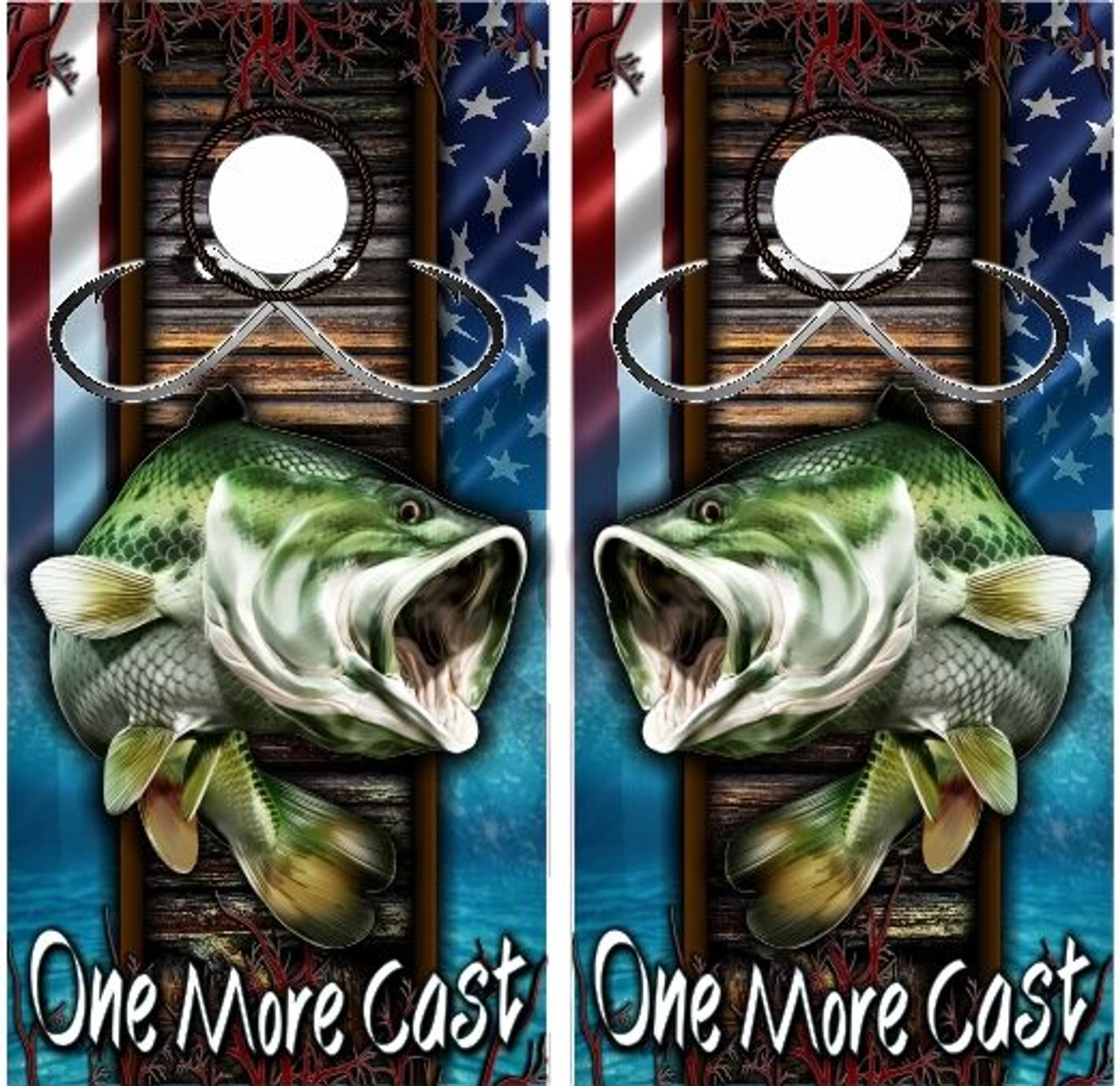 One More Cast Cornhole Wraps - Set Of 2 3 One More Cast Cornhole Wraps - Set Of 2