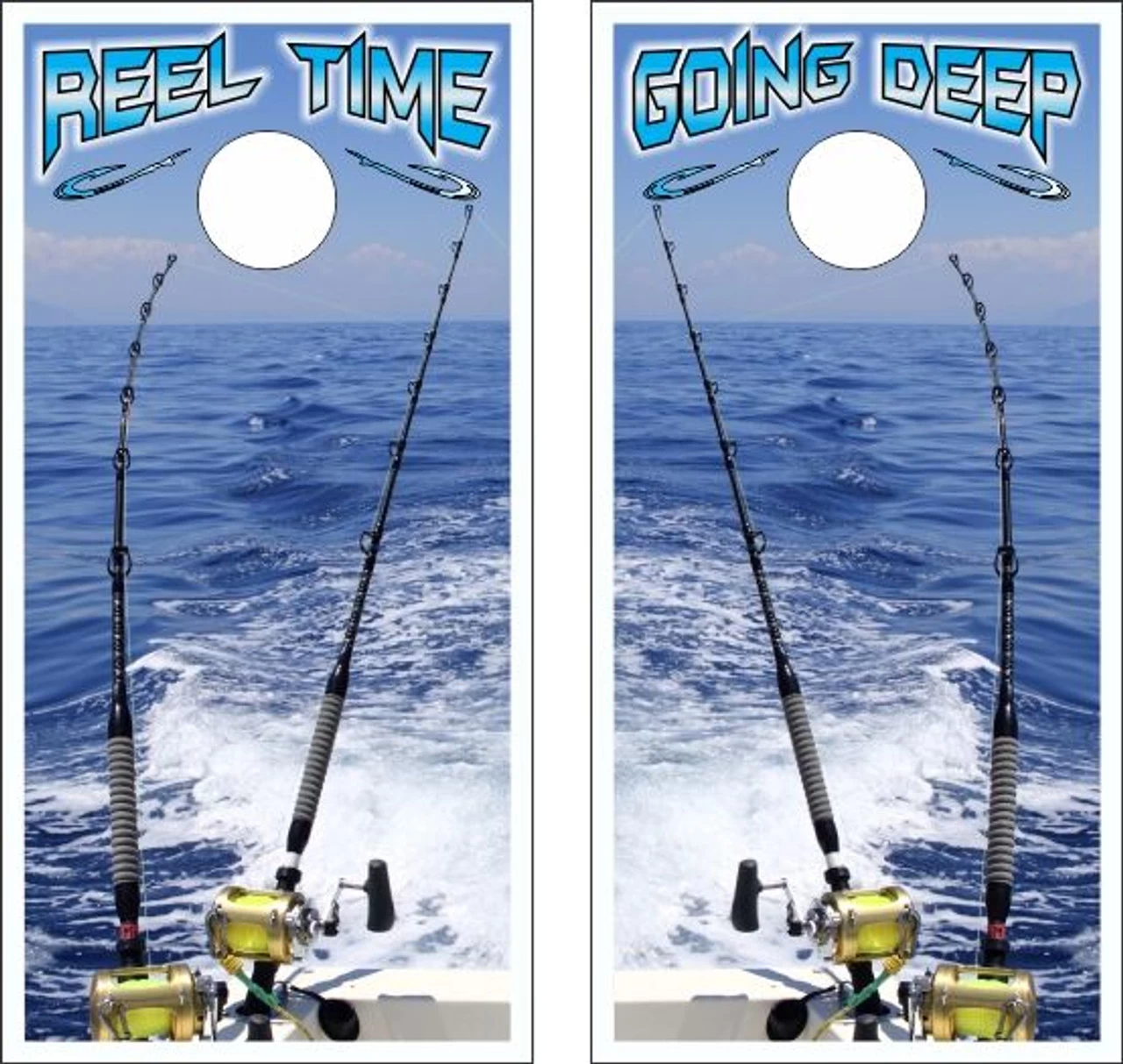Deep Sea Fishing Cornhole Wraps - Set Of 2 3 Deep Sea Fishing Cornhole Wraps - Set Of 2