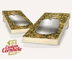 Military Dog Tag Cornhole Set With Bags